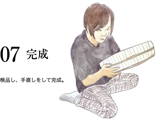 07 完成 検品し、⼿直しをして完成。